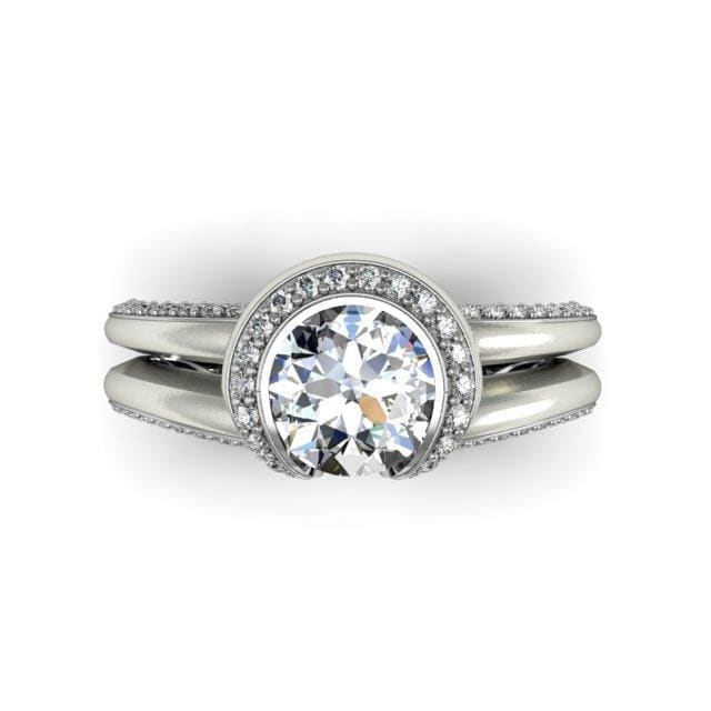 Amazing Modern Engagement Ring with Bent Halo by Regard Jewelry in Austin, Texas - Regard Jewelry