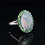 Load image into Gallery viewer, AMAZING OPAL AND TSAVORITE SET IN 14 KARAT WHITE GOLD AT REGARD JEWELRY IN AUSTIN, TEXAS - Regard Jewelry
