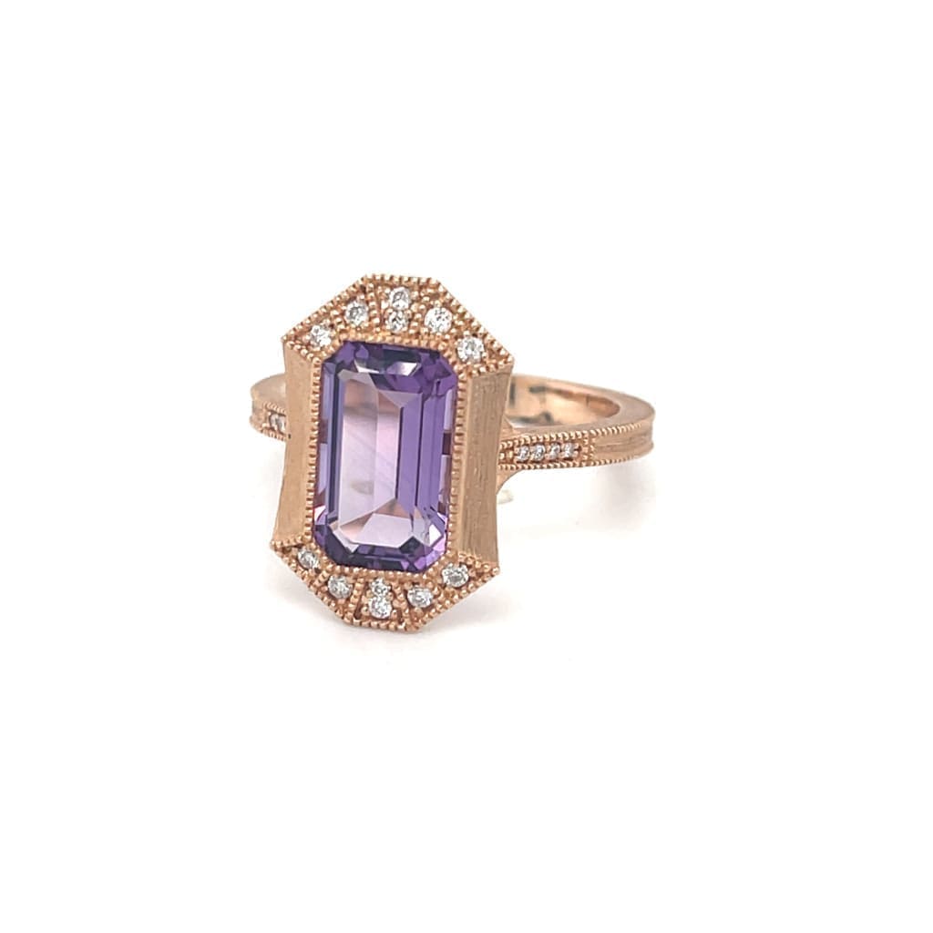 Amethyst Antique Style Ring with Accent Diamonds at Regard Jewelry in Austin, Texas - Regard Jewelry