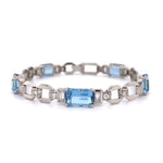 Load image into Gallery viewer, Art Deco 5 Aquamarine &amp; Diamond Bracelet 21.5g, 7&quot; at Regard Jewelry in Austin, Texas - Regard Jewelry
