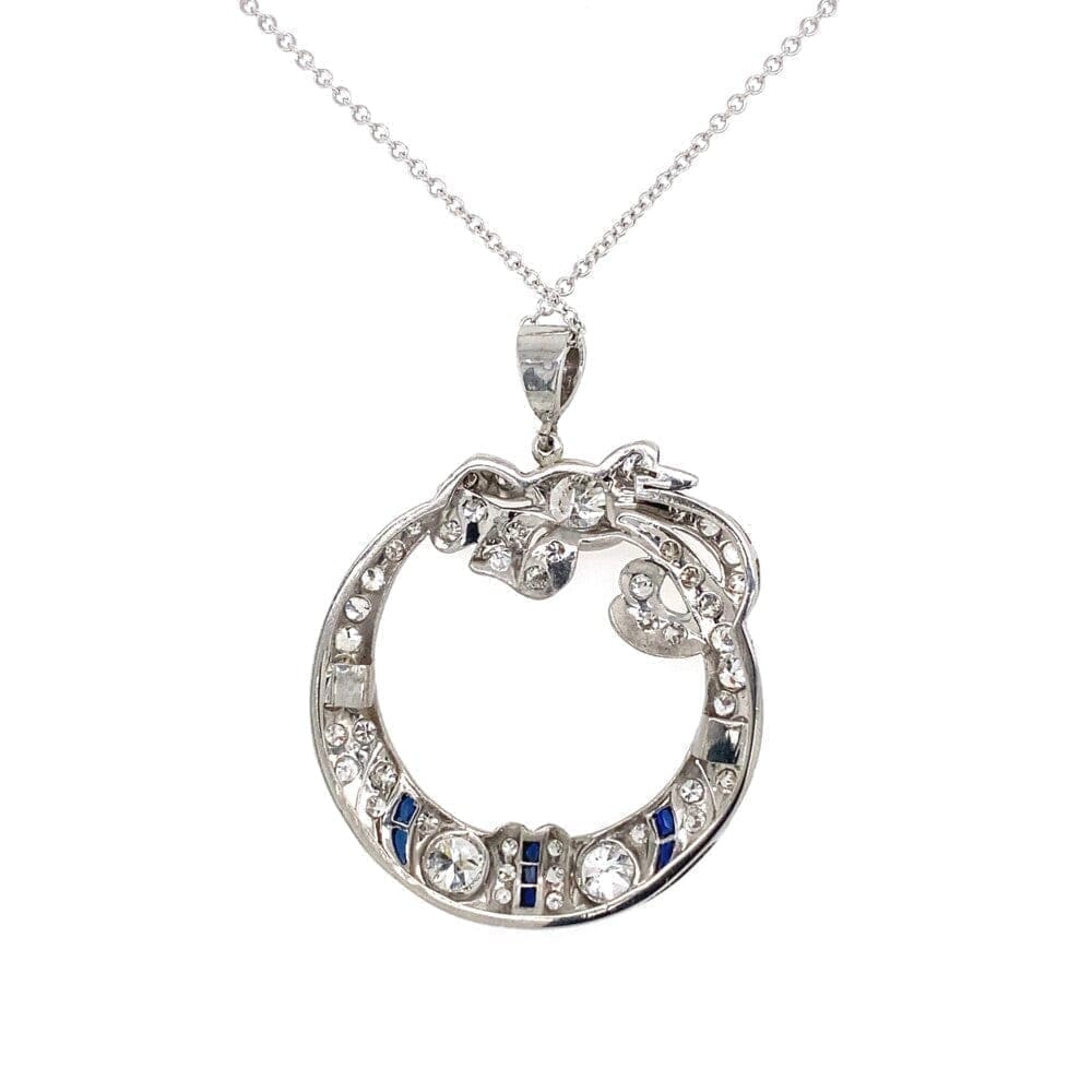 Art Deco Open Circle Diamond Bow Pendant 2.25tcw, 16" at Regard Jewelry in Austin, Texas - Regard Jewelry