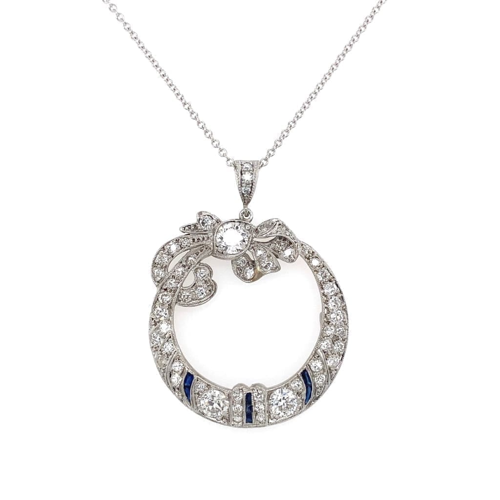 Art Deco Open Circle Diamond Bow Pendant 2.25tcw, 16" at Regard Jewelry in Austin, Texas - Regard Jewelry