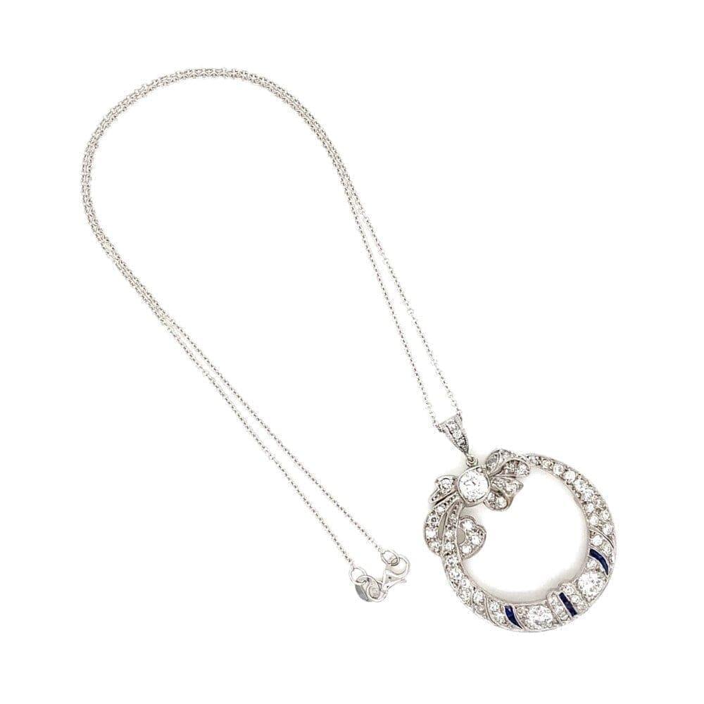 Art Deco Open Circle Diamond Bow Pendant 2.25tcw, 16" at Regard Jewelry in Austin, Texas - Regard Jewelry
