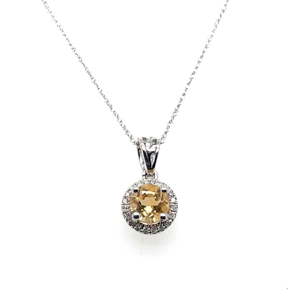 Beautiful Honey Citrine Set in a Diamond Halo Pendant at Regard Jewelry in Austin, Texas - Regard Jewelry