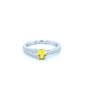 BEAUTIFUL YELLOW SAPPHIRE SET IN 14K WHITE GOLD RING WITH ACCENT DIAMONDS AT REGARDJEWELRY IN - Regard Jewelry