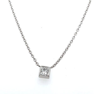 Bezel Set Princess Cut Diamond Necklace at Regard Jewelry in Austin, Texas - Regard Jewelry