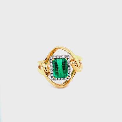 18K YELLOW GOLD WITH A 1.47CT EMERALD AND DIAMONDS AUSTIN, TX.