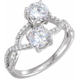 Charles & Colvard Moissanite® & Diamond Accented Two-Stone Ring at Regard Jewelry in Austin, Texas - Regard Jewelry