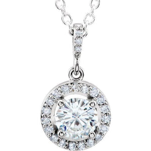 Charles & Colvard Moissanite® Diamond Halo-Style Necklace at Regard Jewelry in Austin, Texas - Regard Jewelry