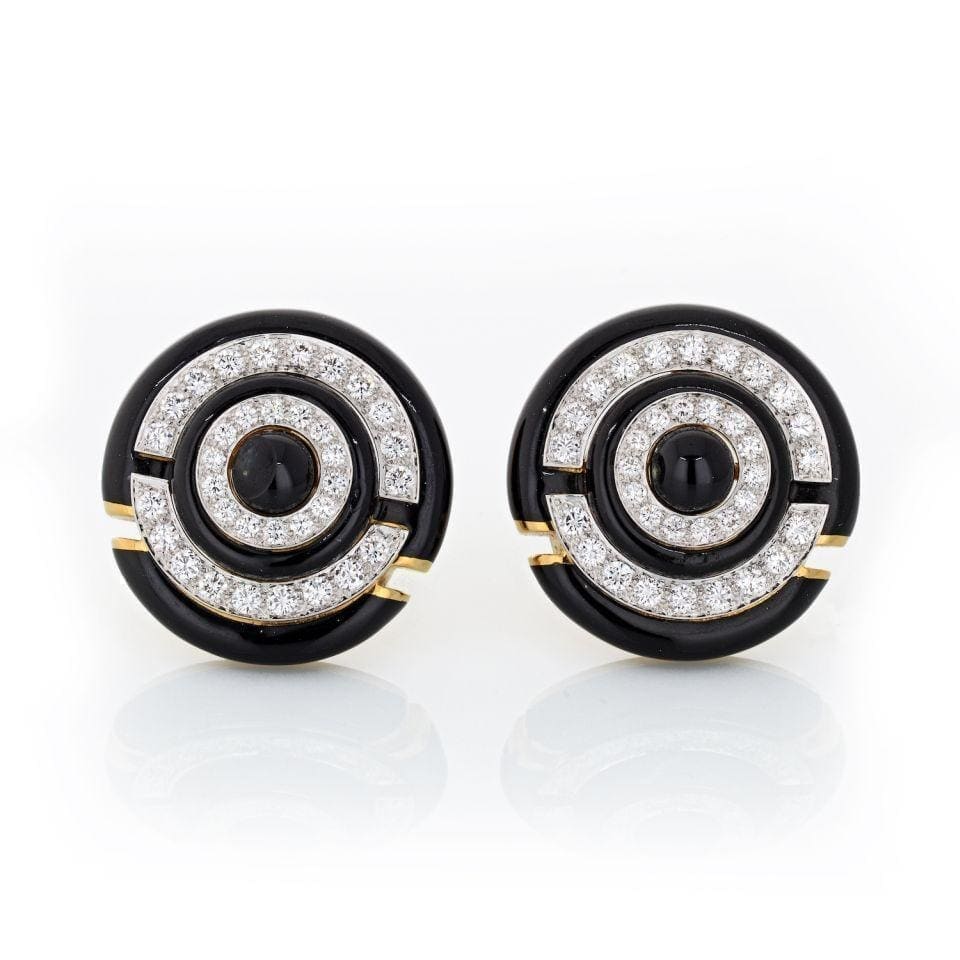 David Webb Vintage Diamond and Enamel Earrings at Regard Jewelry in Austin, Texas - Regard Jewelry
