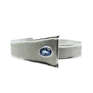 DESIGNER SILVER BRACELET WITH BLUE TOPAZ GEMSTONE AT REGARD JEWELRY IN AUSTIN, TEXAS - Regard Jewelry