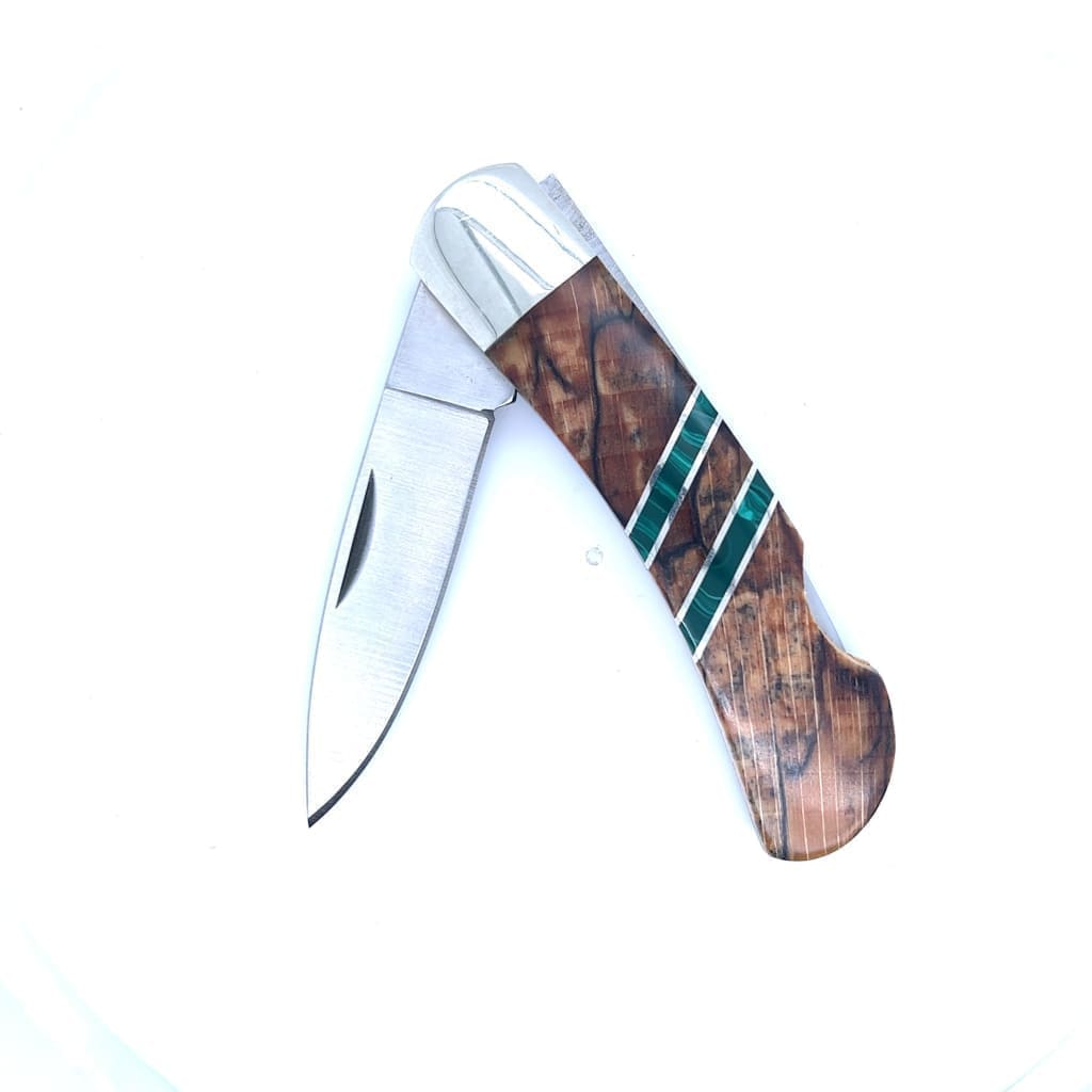Double Sided Malachi Spalted Beech 3" Linerlock Knife - Regard Jewelry