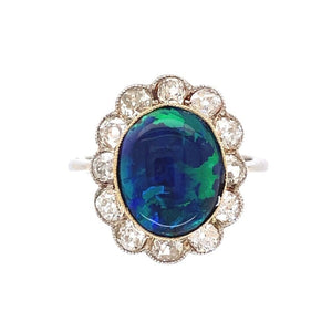 Edwardian 4.50ct Oval Black Opal & 1.44tcw Diamond Ring, s6 at Regard Jewelry in Austin, Texas - Regard Jewelry