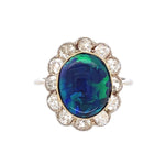 Load image into Gallery viewer, Edwardian 4.50ct Oval Black Opal &amp; 1.44tcw Diamond Ring, s6 at Regard Jewelry in Austin, Texas - Regard Jewelry
