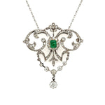 Load image into Gallery viewer, Edwardian Emerald and Diamond Lavalier Necklace at Regard Jewelry in Austin, Texas - Regard Jewelry
