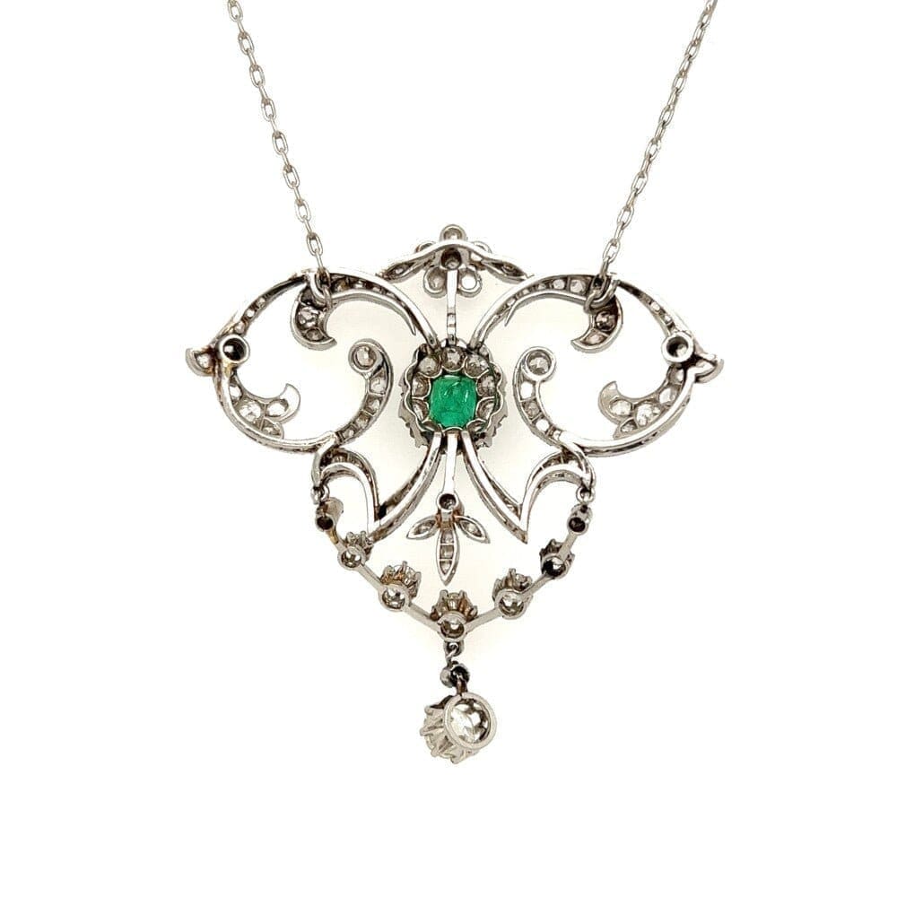 Edwardian Emerald and Diamond Lavalier Necklace at Regard Jewelry in Austin, Texas - Regard Jewelry