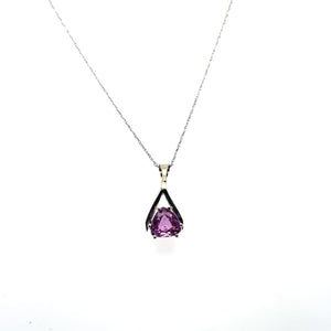 Elegant Pink Sapphire Set in 14k White Gold Pendant at Regard Jewelry in Austin, Texas - Regard Jewelry