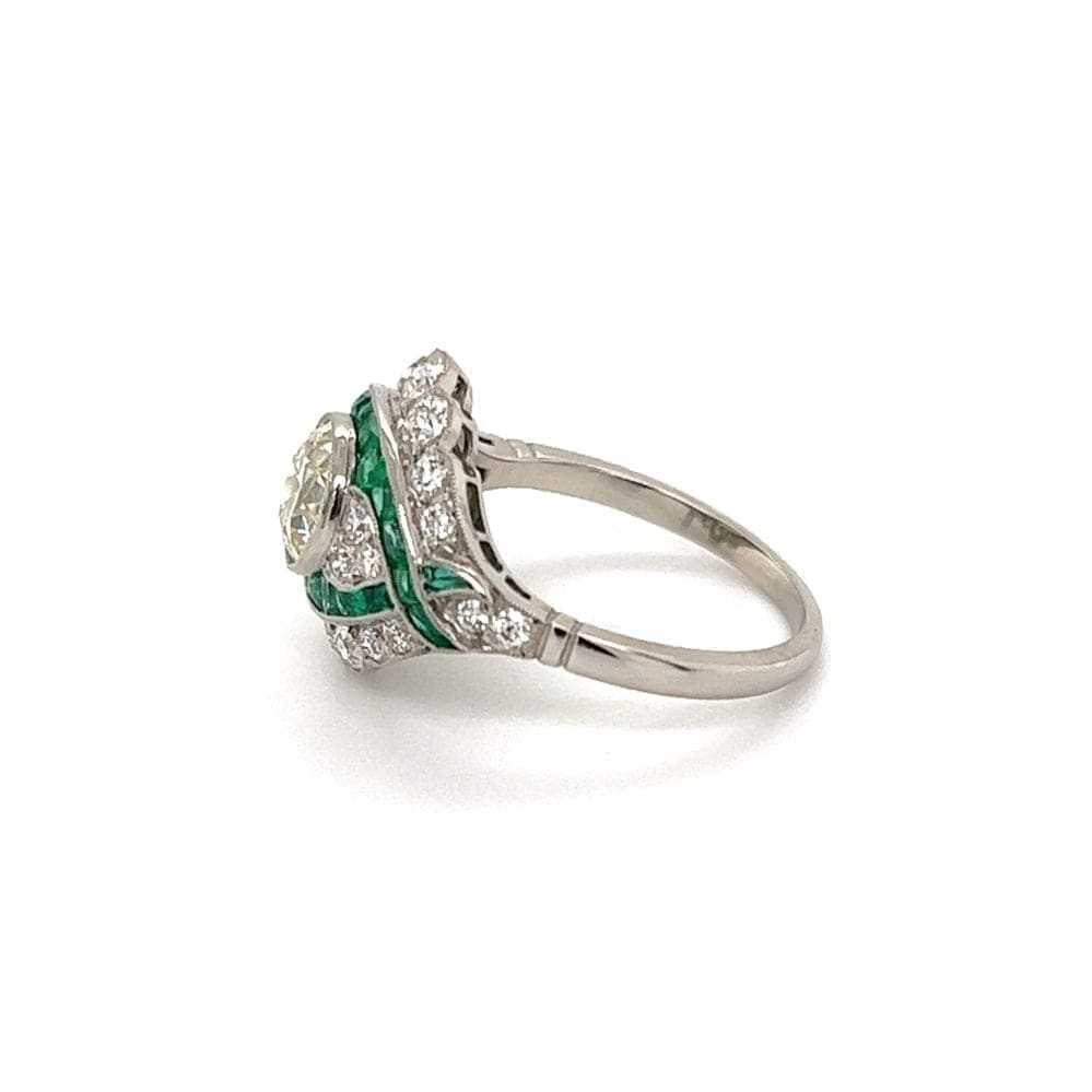 Estate Diamond and Emerald Platinum Ring at Regard Jewelry in Austin, Texas - Regard Jewelry