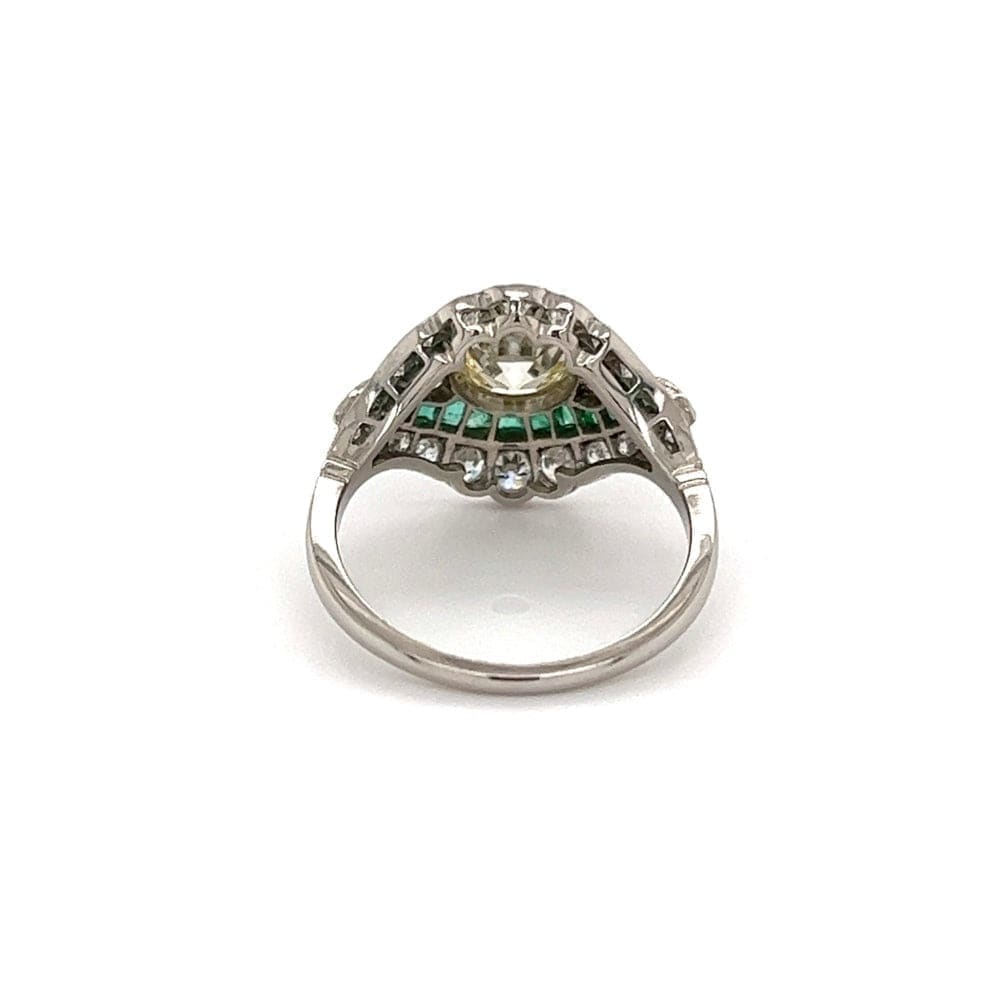 Estate Diamond and Emerald Platinum Ring at Regard Jewelry in Austin, Texas - Regard Jewelry
