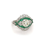 Load image into Gallery viewer, Estate Diamond and Emerald Platinum Ring at Regard Jewelry in Austin, Texas - Regard Jewelry
