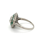 Load image into Gallery viewer, Estate Platinum Old Euro Diamond and Emerald Ring at Regard Jewelry in Austin, Texas - Regard Jewelry

