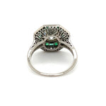 Load image into Gallery viewer, Estate Platinum Old Euro Diamond and Emerald Ring at Regard Jewelry in Austin, Texas - Regard Jewelry
