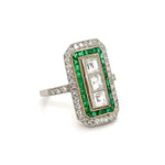 Load image into Gallery viewer, Estate Platinum Ring with French Cut Diamonds and Emeralds at Regard Jewelry in Austin, Texas - Regard Jewelry
