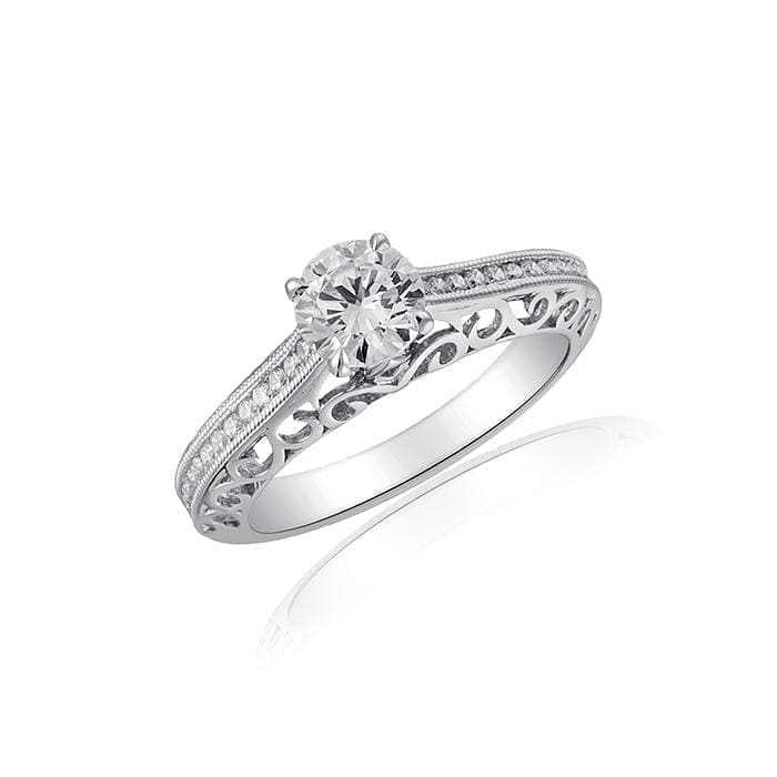 Filigree Engagement Ring with Channel Set Diamonds by Ron Rosen at Regard Jewelry in Austin, Texas - Regard Jewelry