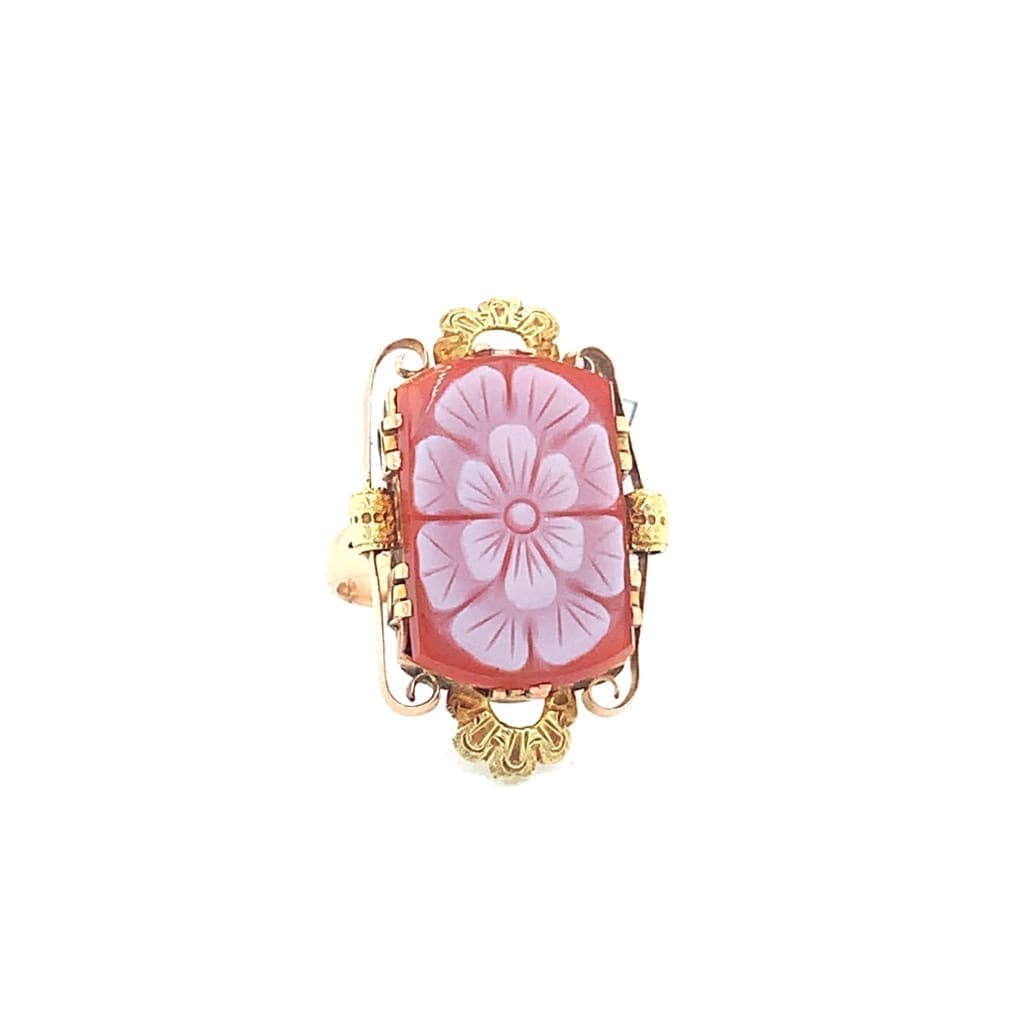 HANDCUT CAMEO RING SET IN 14K YELLOW GOLD IN AUSTIN, TX. - Regard Jewelry
