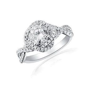 Knot Halo Engagement Ring with Cross Over Shank by Ron Rosen at Regard Jewelry in Austin Texas - Regard Jewelry