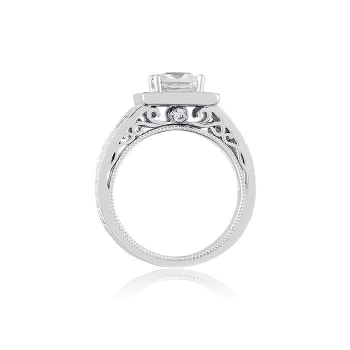 Modern Square Halo Engagement Ring with Split Shank by Ron Rosen at Regard Jewelry in Austin, Texas - Regard Jewelry