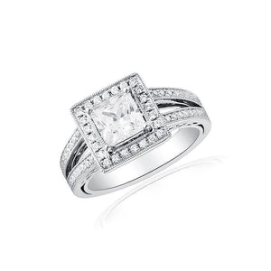 Modern Square Halo Engagement Ring with Split Shank by Ron Rosen at Regard Jewelry in Austin, Texas - Regard Jewelry