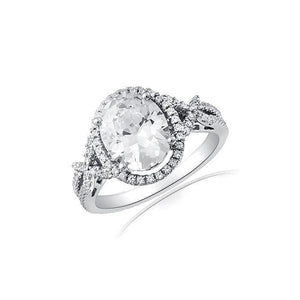 Oval Halo with Cross Over Band by Ron Rosen at Regard Jewelry in Austin, Texas - Regard Jewelry