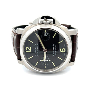 Panerai Pam 48 Stainless Steel Complete 40mm Black Dial Crocodile Strap at Regard Jewelry in Austin, - Regard Jewelry