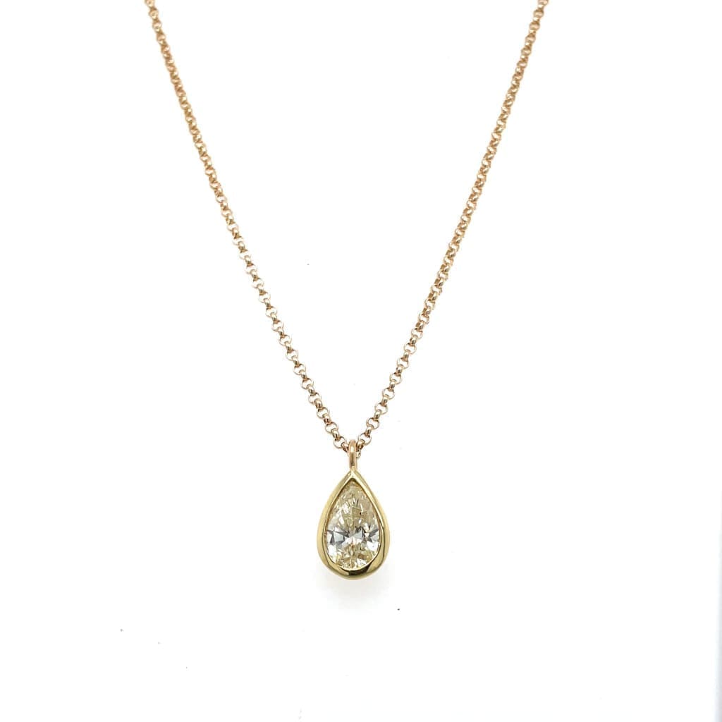 Regard Jewelry - Pear Shape Diamond Bezel Set in Yellow Gold