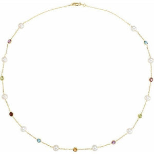 Pearl & Multi-Gemstone Station Necklace at Regard Jewelry in Austin, Texas - Regard Jewelry