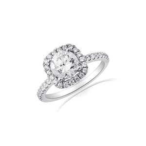 Petite Cushion Halo Engagement Ring with Round Center by Ron Rosen at Regard Jewelry in Austin, - Regard Jewelry