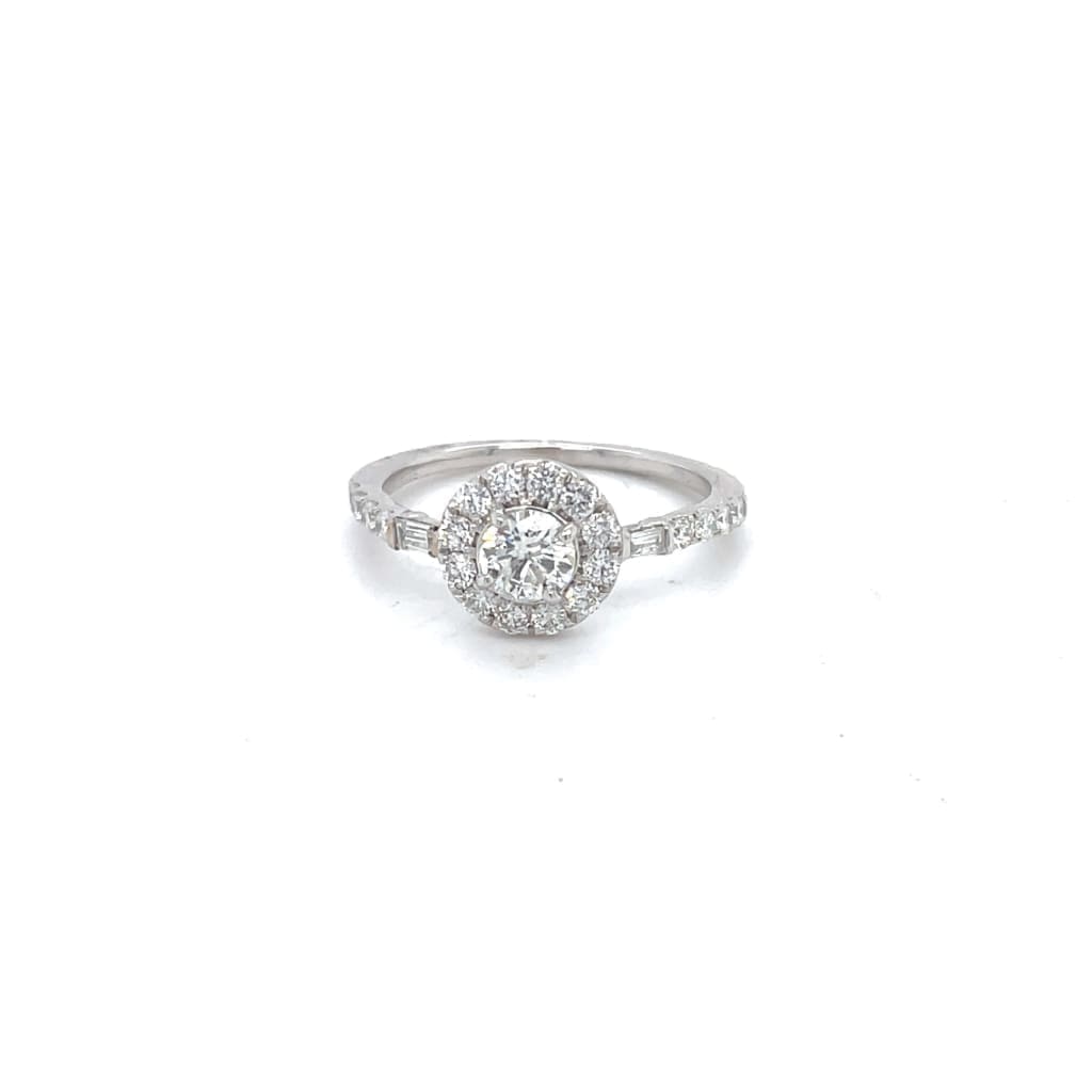 Petite Diamond Halo Engagement Ring with .28 ct Center Diamond at Regard Jewelry in Austin, Texas - Regard Jewelry
