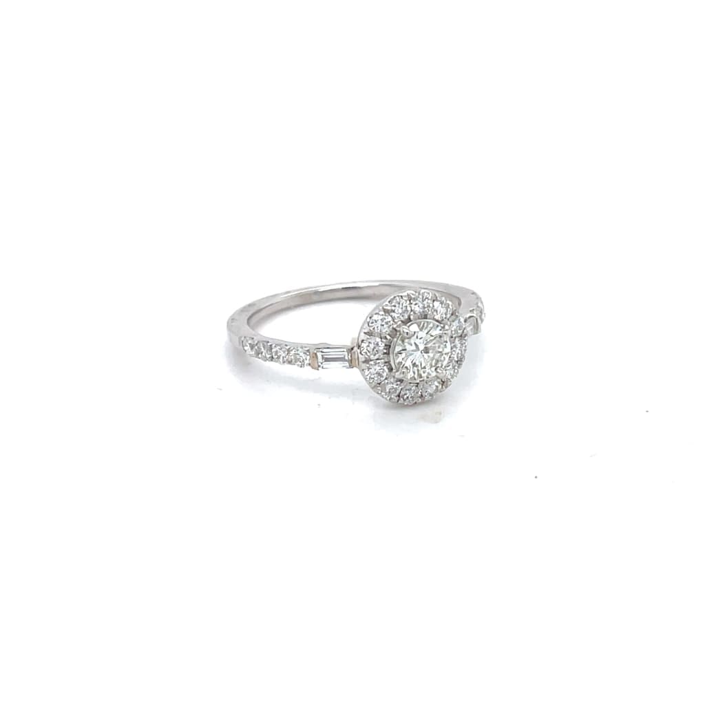 Petite Diamond Halo Engagement Ring with .28 ct Center Diamond at Regard Jewelry in Austin, Texas - Regard Jewelry