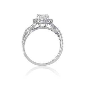 Petite Oval Halo Engagement Ring with Cross Over Shank by Ron Rosen at Regard Jewelry in Austin, - Regard Jewelry