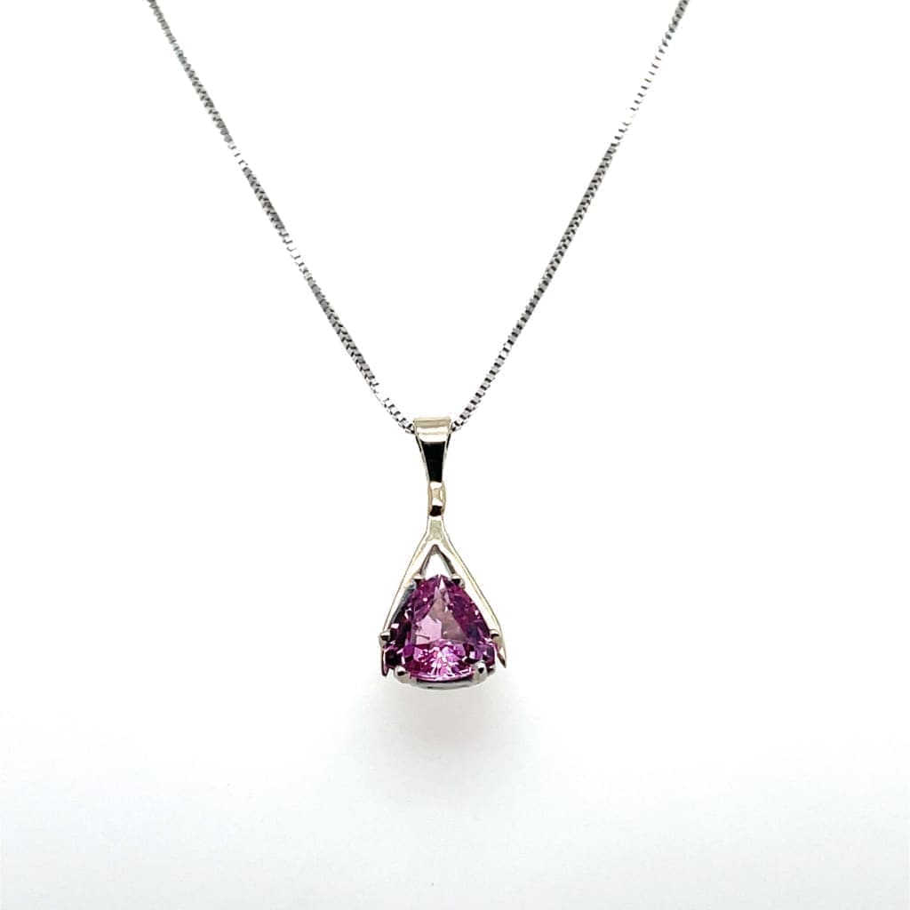 Pink Tourmaline Set in 14k White Gold Pendant at Regard Jewelry in Austin, Texas - Regard Jewelry