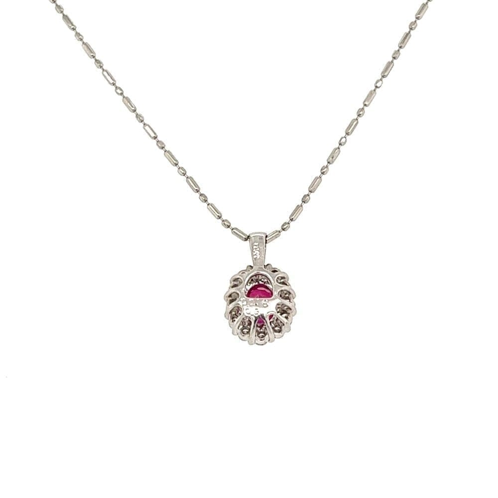 Platinium .61ct Oval Ruby & .40tcw Diamond Halo Necklace 3.0g, 16" at Regard Jewelry in Austin, - Regard Jewelry