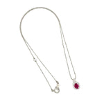 Load image into Gallery viewer, Platinium .61ct Oval Ruby &amp; .40tcw Diamond Halo Necklace 3.0g, 16&quot; at Regard Jewelry in Austin, - Regard Jewelry
