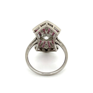 Platinum 1.00 ct Old Euro Cut Diamond With Accent Rubies and Diamond Ring at Regard Jewelry in Austin, Texas - Regard Jewelry