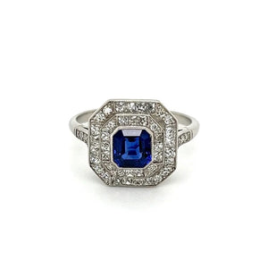 Platinum 1.10ct Asscher Sapphire with 1.30tcw French & OEC