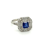 Load image into Gallery viewer, Platinum 1.10ct Asscher Sapphire with 1.30tcw French &amp; OEC
