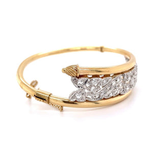 Platinum & 14K Retro .90tcw Diamond Bias Bracelet 20.5g at Regard jewelry in Austin, Texas - Regard Jewelry