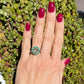 Platinum & 18K Yellow Gold Diamond & Emerald Halo Ring at
