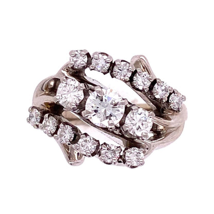 Platinum 1950's 3 stone Cluster Round Brilliant Diamond Ring at Regard Jewelry in Austin, Texas - Regard Jewelry