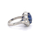 Platinum 1950's 9.11ct Round Blue Sapphire & 1.75tcw White Baguette Diamond Ring at Regard Jewelry - Regard Jewelry